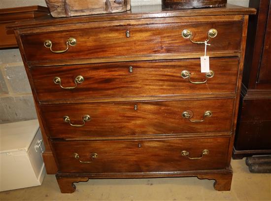 A George III mahogany chest of four drawers, width 101cm, depth 49cm, height 99cm